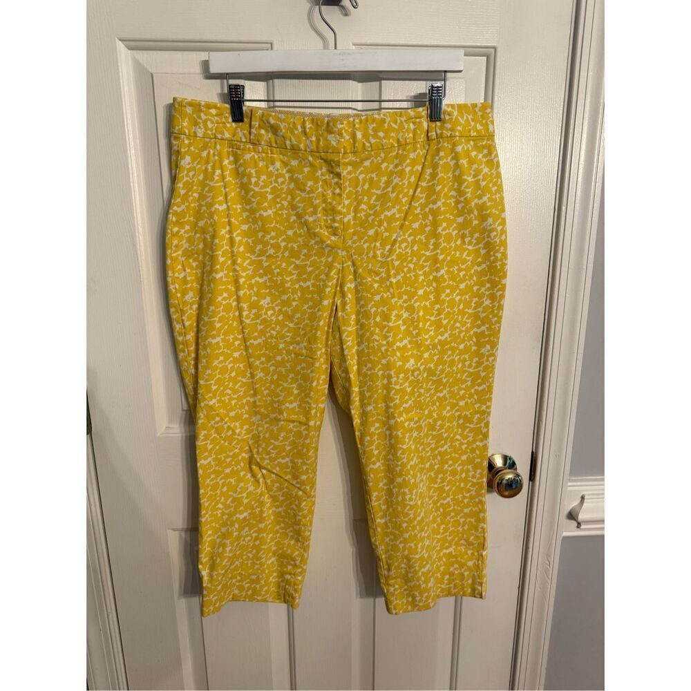 Talbots Curvy Yellow Print Tapered Ankle Pants sz 16P